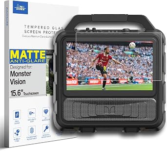 Premium Anti Glare Tempered Glass Screen Protector designed for Monster Vision Portable TV Entertainment System 15.6" Display Touchscreen 9H Anti Scratch Matte