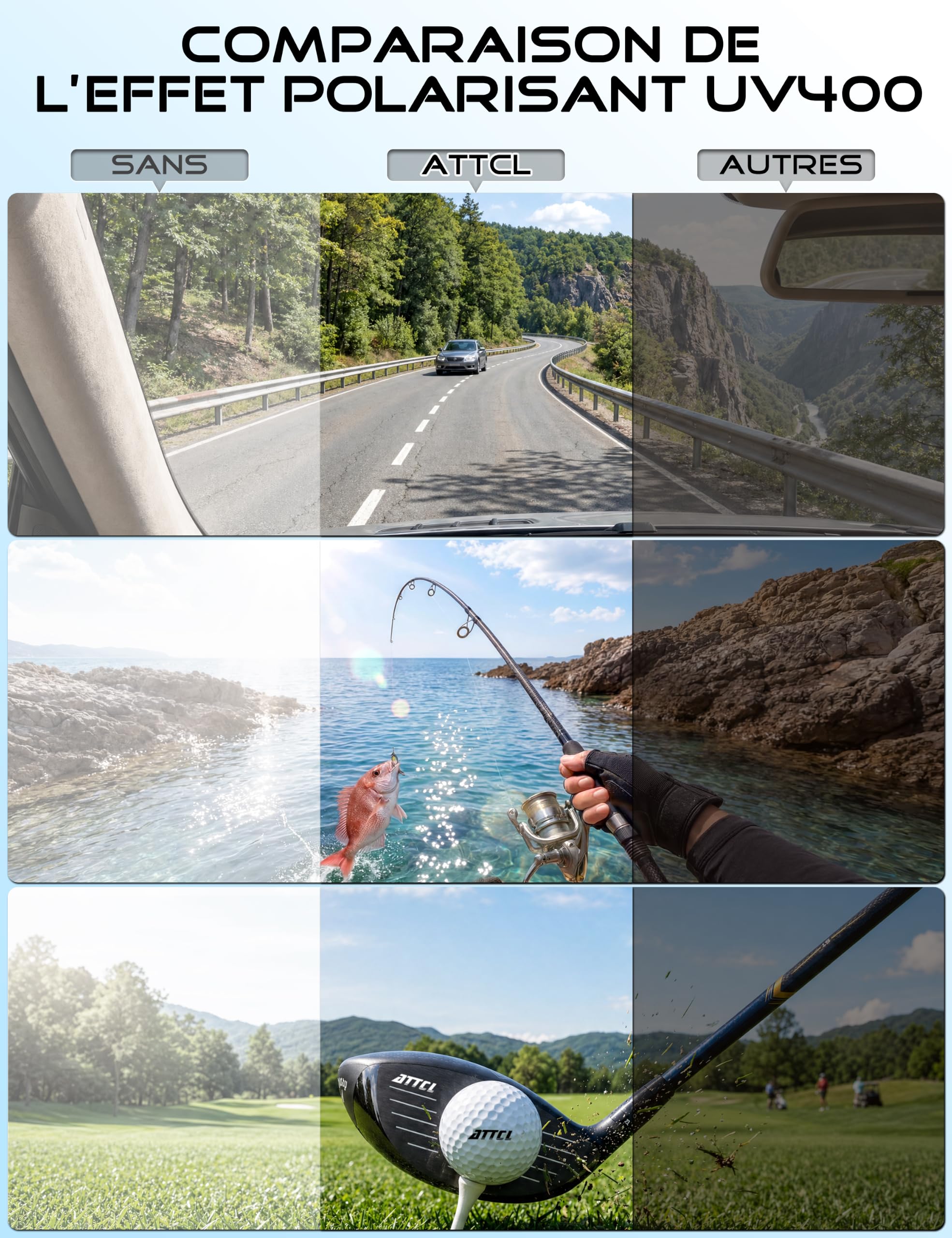 ATTCL Hommes Polarisées Sport Lunettes De Soleil Al-Mg Cadre métallique