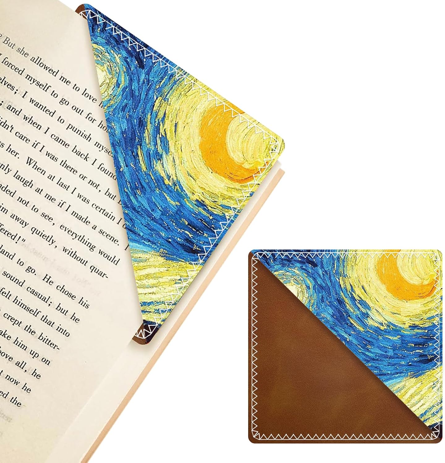 PU Leather Corner Bookmark, Starry Sky