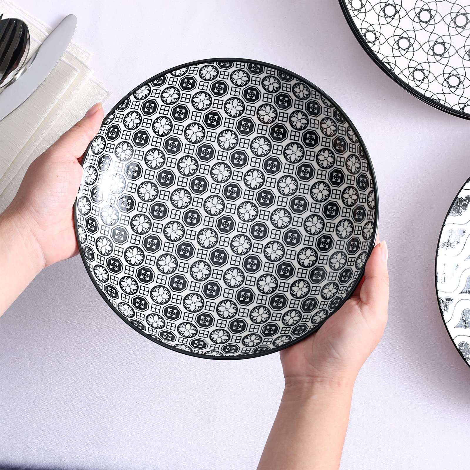 vancasso Haruka Lot de 4 assiettes creuses en porcelaine - Diamètre : 21 cm - 700 ml
