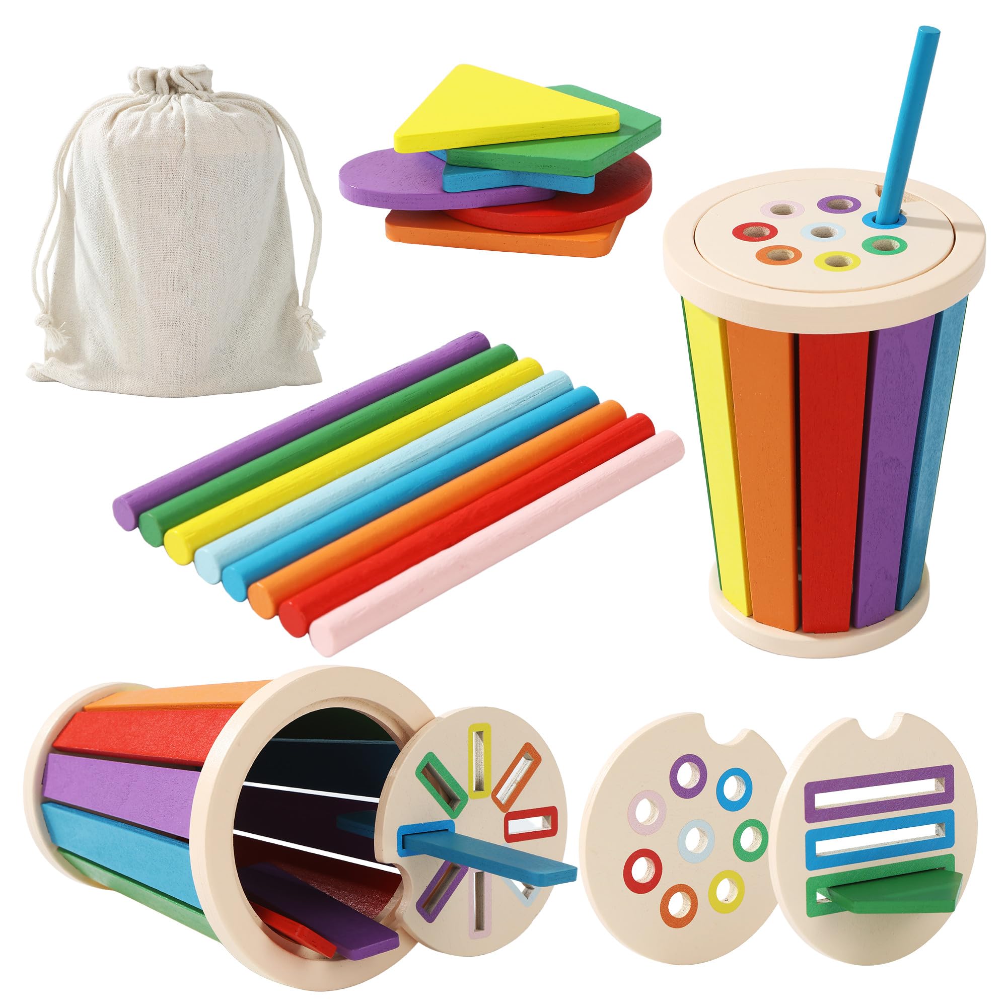 Juguetes para Montessori para niños, Juegos de madera para combinar colores y formas,para montessori 1 año, Juguetes de clasificación y apilamiento para bebés de 1 a 3 años,Para montessori 2 años.