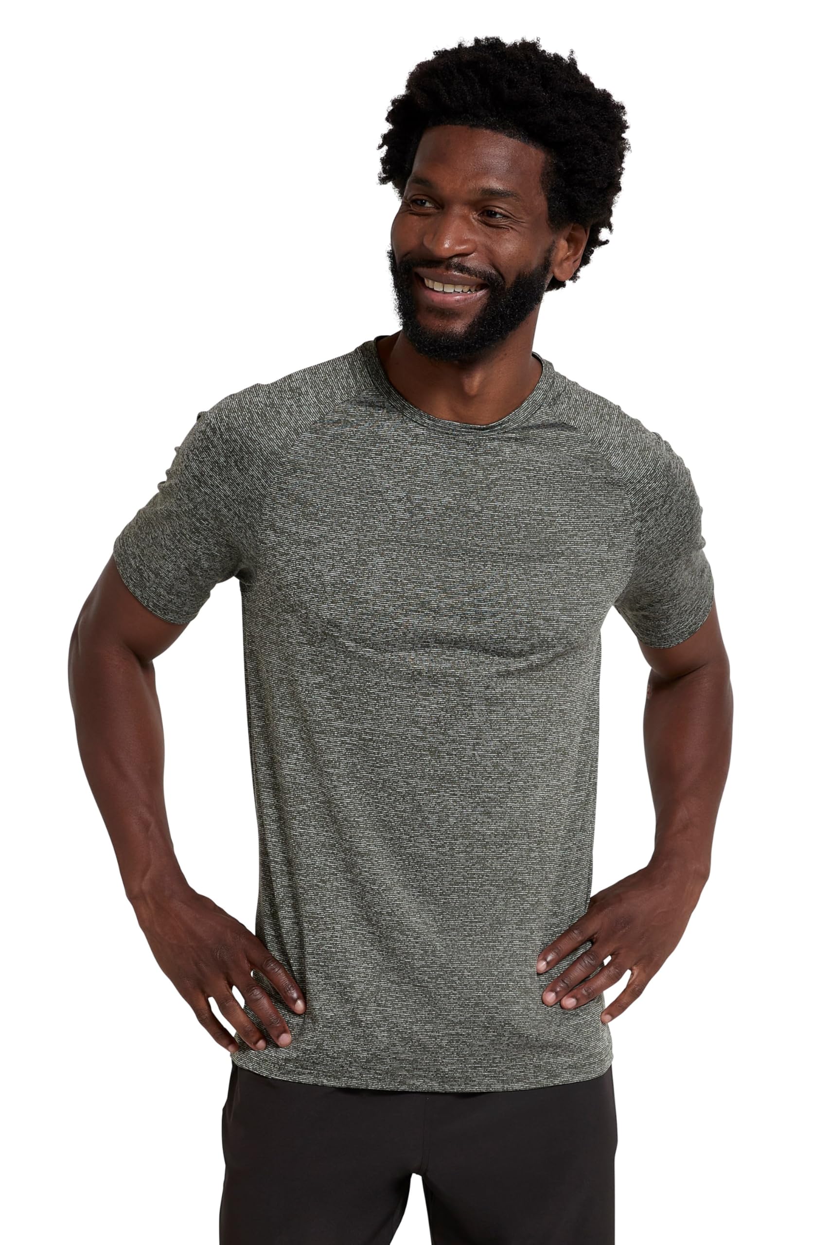 Mountain Warehouse Agra IsoCool Haut Rayé Pour Homme, Kaki Foncé