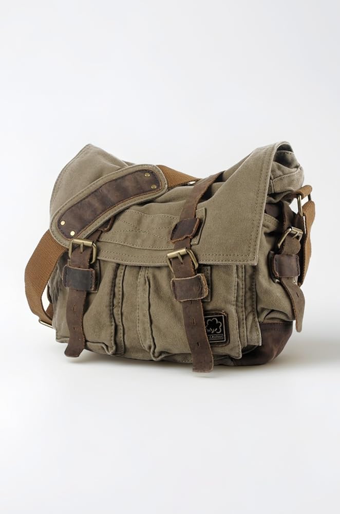 Jonon Vintage Military Men Canvas Messenger Bag for 13.3-17