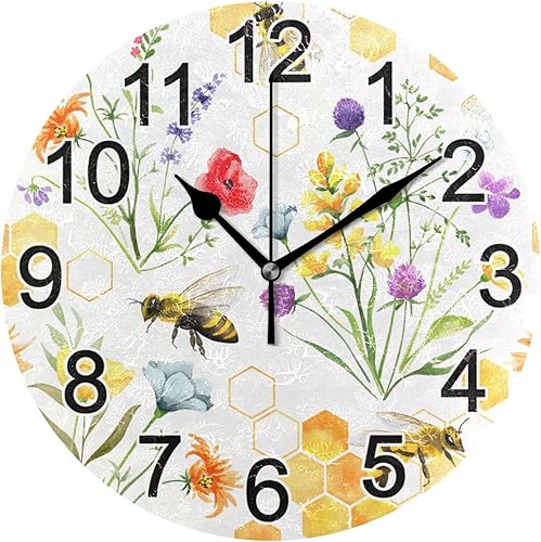 Vista 36 de Reloj de pared de hojas de eucalipto verde, reloj de cocina silencioso sin tictac, reloj decorativo grande de 25 cm, funciona con batería, para B442