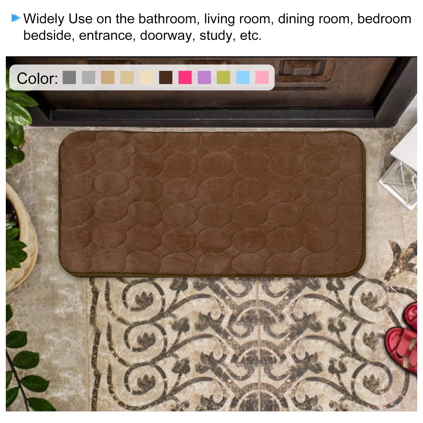 sourcing map Memoria Espuma Baño Alfombra 2uds, 15.7" x 24" Coral Vellón Baño Ducha Alfombra Antideslizantes Lavables Alfombras para Cocina Baño Pisos - Púrpura