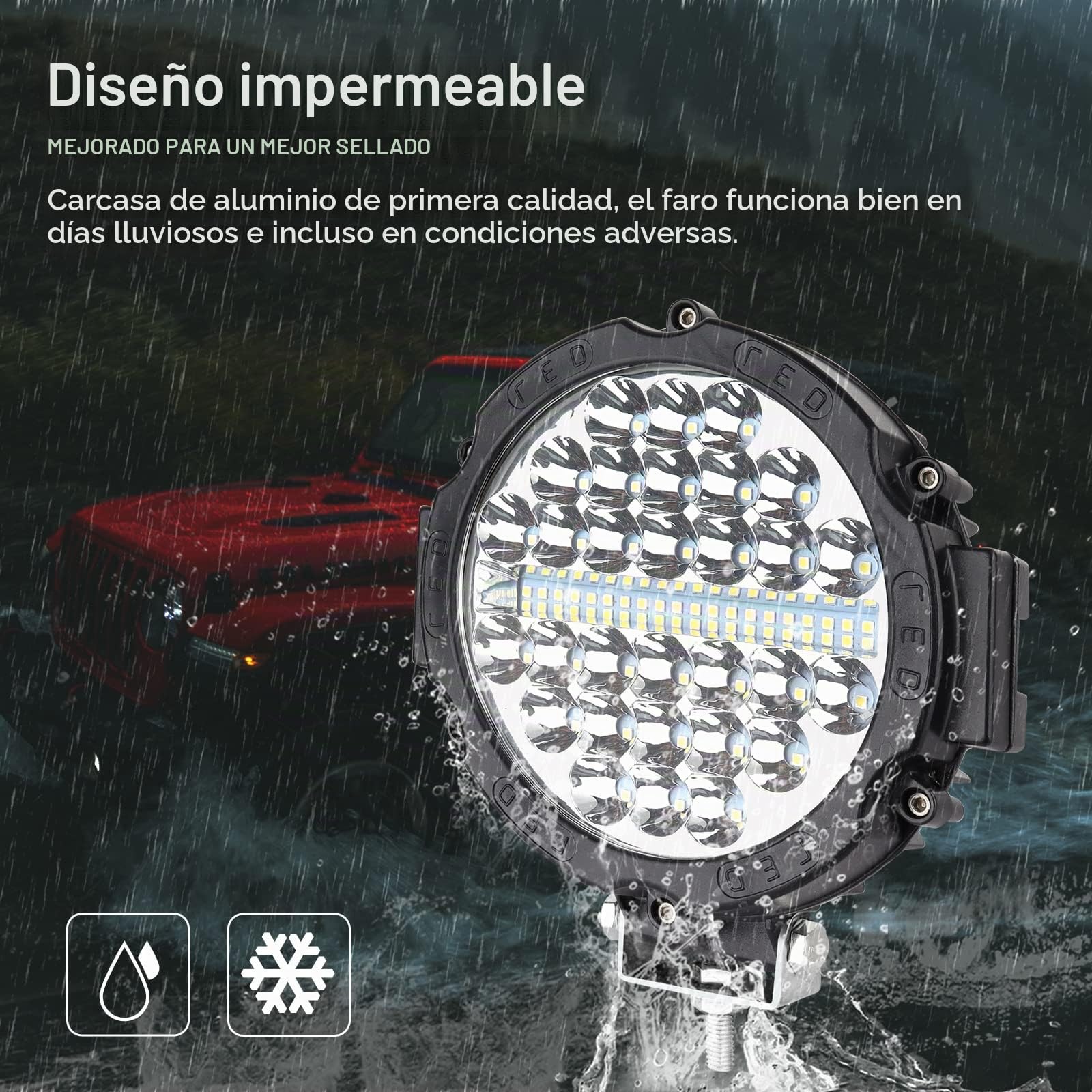 Safego Focos Tractor LED 7" 210W 16800LM Faros Trabajo LED 12V 24V | IP67 Impermeable Luz de Niebla con Cable, Spot Flood Combo, Focos LED Coche 4x4 para SUV ATV Off-Road Camión Moto Barco