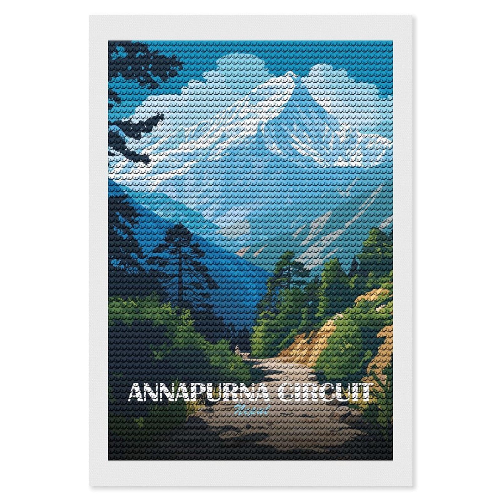 Junmoney Annapurna Circuit Nepal Mountain Landscape Diamond Art Canvas 8"x12", for Family Craft Time, Creative Leisure Activity, Living Room Decor, Festive Craft Gift
