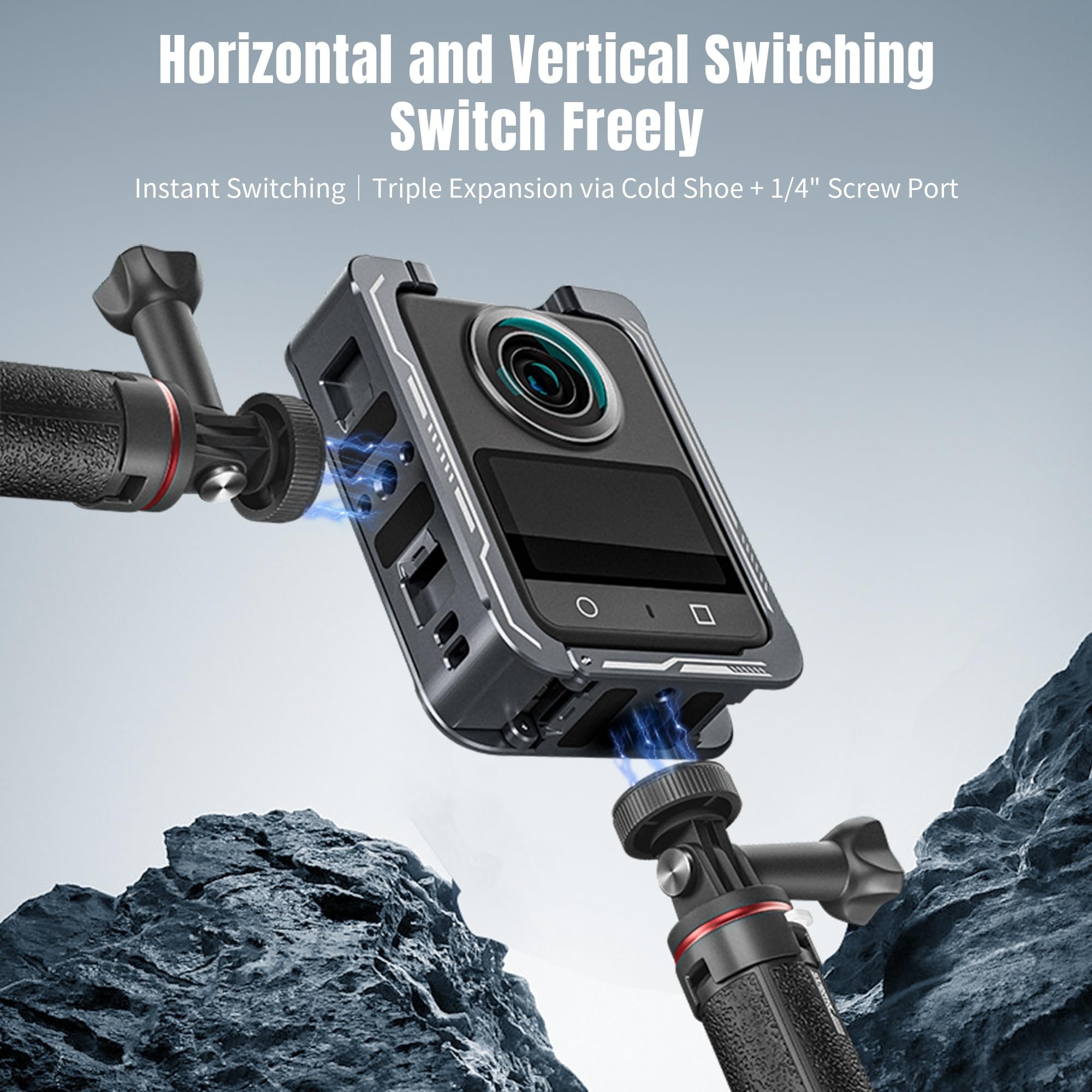 Kompatybilna z kamerą DJI OSMO Action Camera, wielofunkcyjna metalowa rama rozszerzająca z uchwytami na akcesoria