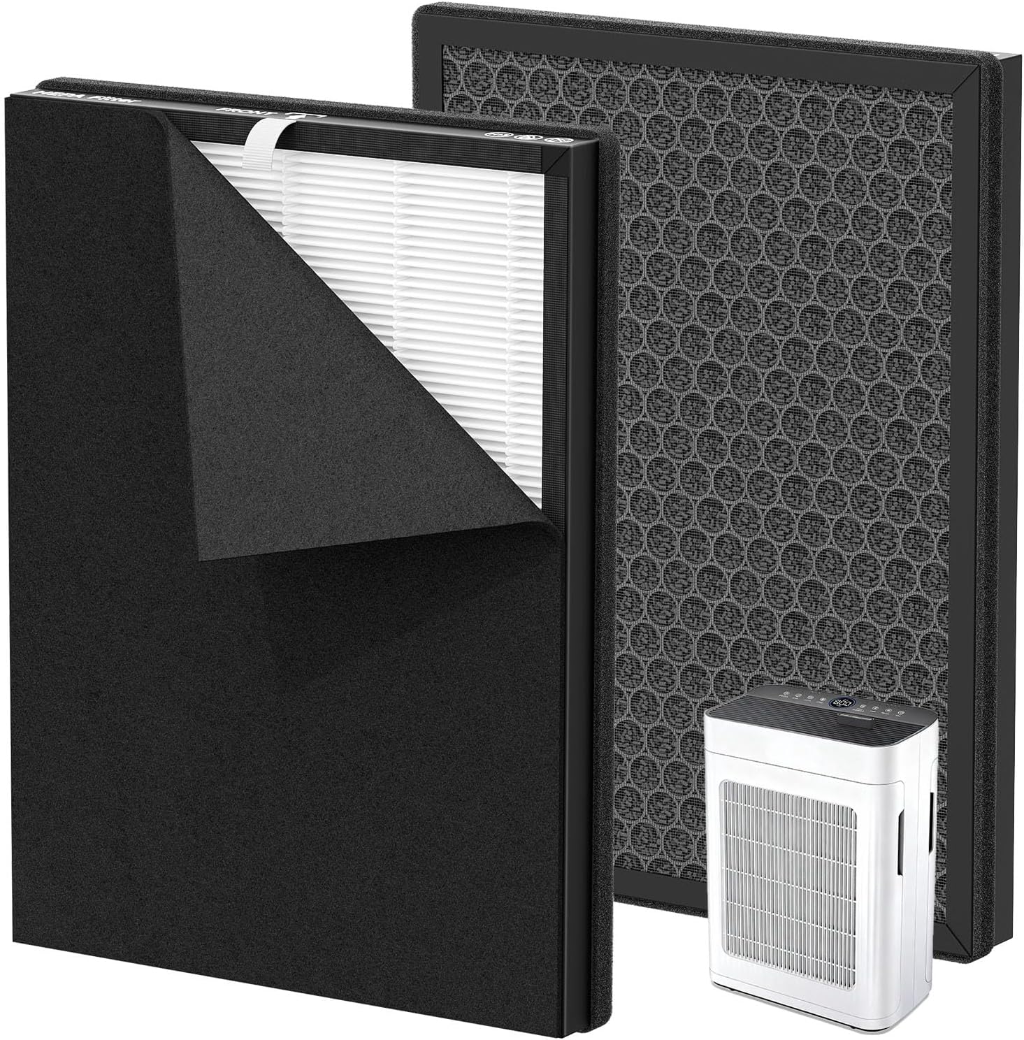 F3 Replacement Filter Compatible with Dr.Prepare DAP01 & AMEIFU F3 Double-Sided Air Puri-fier, 3-Stage H13 HEPA Filtration include Washable Pre-filter for Pet Dander, Dust, 2 Pack