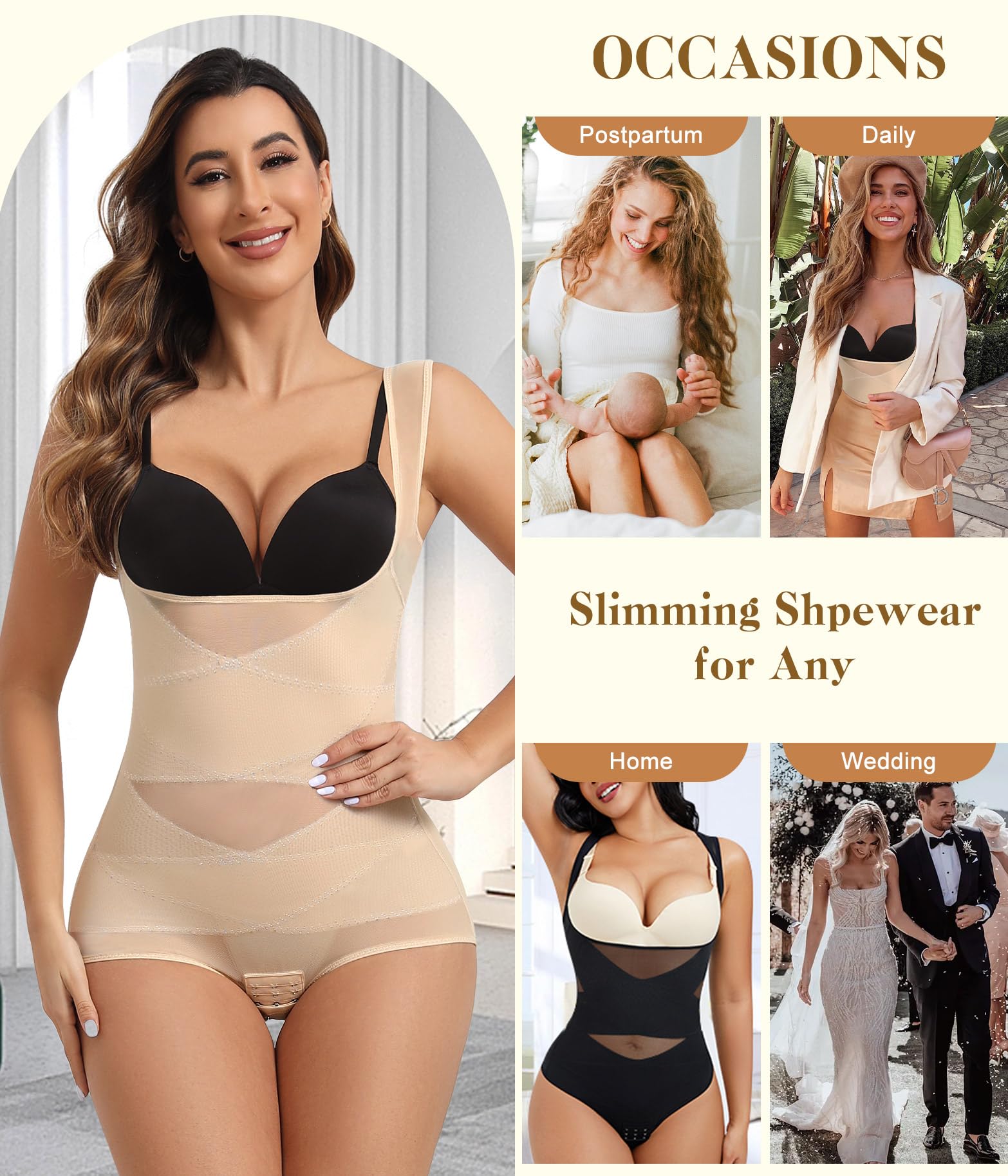 Tuopuda Damskie body wyszczuplające brzuch niewidoczne płaskie body wyszczuplające rzeźbienie wyszczuplające bielizna modelująca body kombinezon bez rękawów
