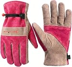 Leather Gardening Gloves for Women - Working Gloves for TIG/MIG Welding, Construction, Farm, Yard Work, Best Garden Gifts & Tools for Gardener(Pink, Small)