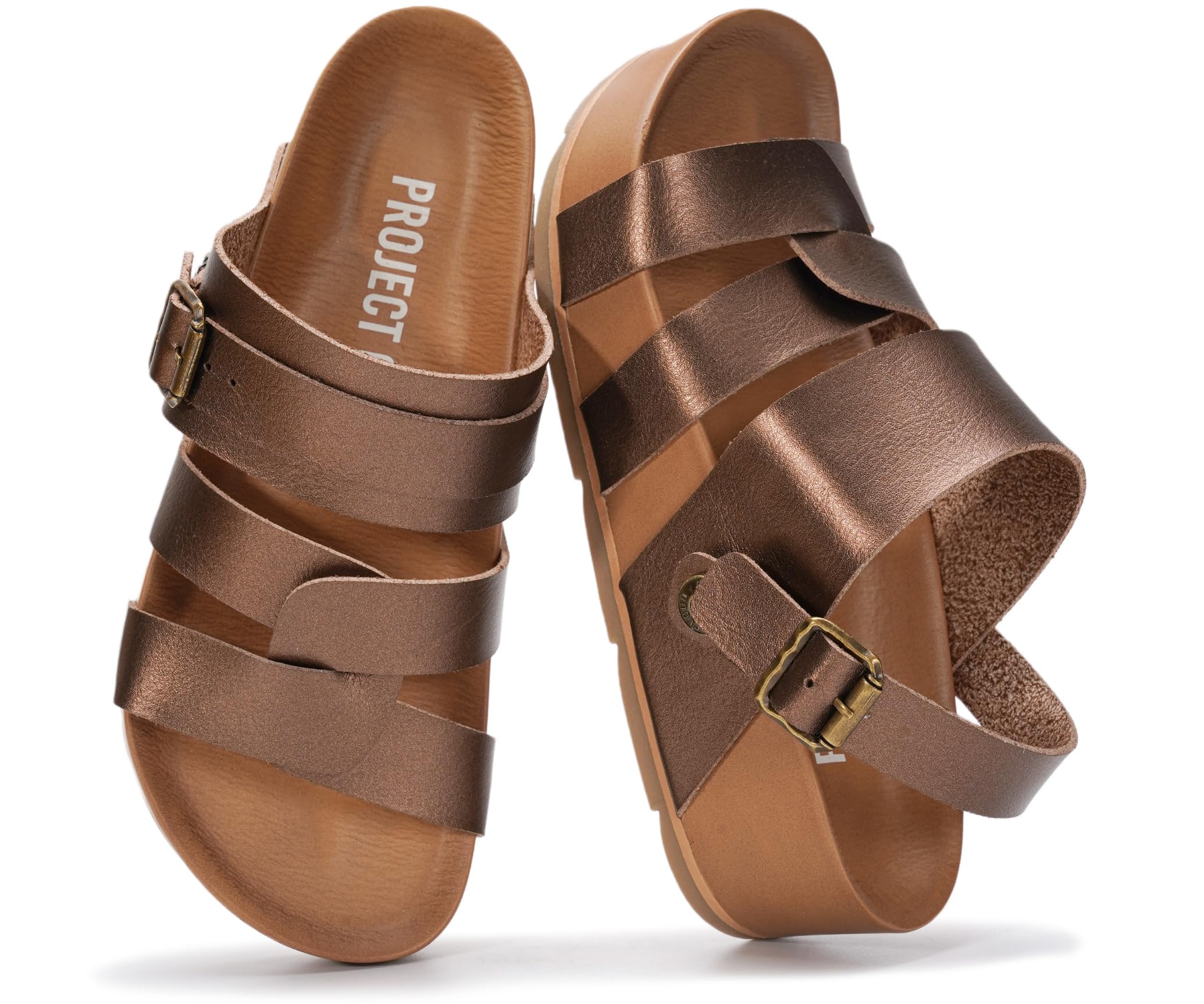 Project Cloud Platform Sandals Women – Strappy Wedges with Comfortable Memory Foam Insole – Lightweight & Non Slip Platform Sandals for Women Footwear (Proud, BRNQUARTZ,8.5M)