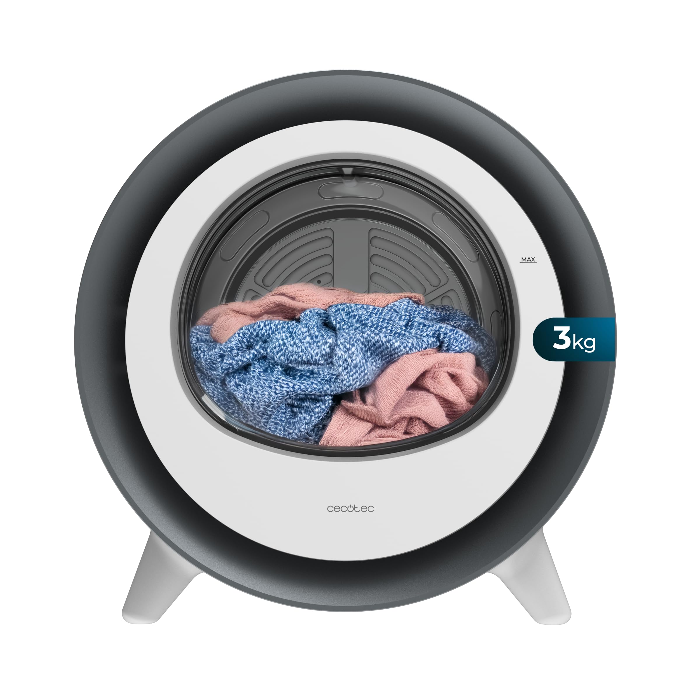 Cecotec Secadora Compacta Evacuación 3Kg Bolero DressCode Dry 3500V Silver. 8 Programas, Secado Automático Inteligente, Control Touch, Función UV Care, Tambor Inox, Antiarrugas, Blanco, Gris Cromado