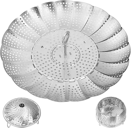 Cesta de vapor para cocinar de acero inoxidable 304 completamente engrosada, inserto de vapor plegable para ollas, se adapta a Instant Potsartenes