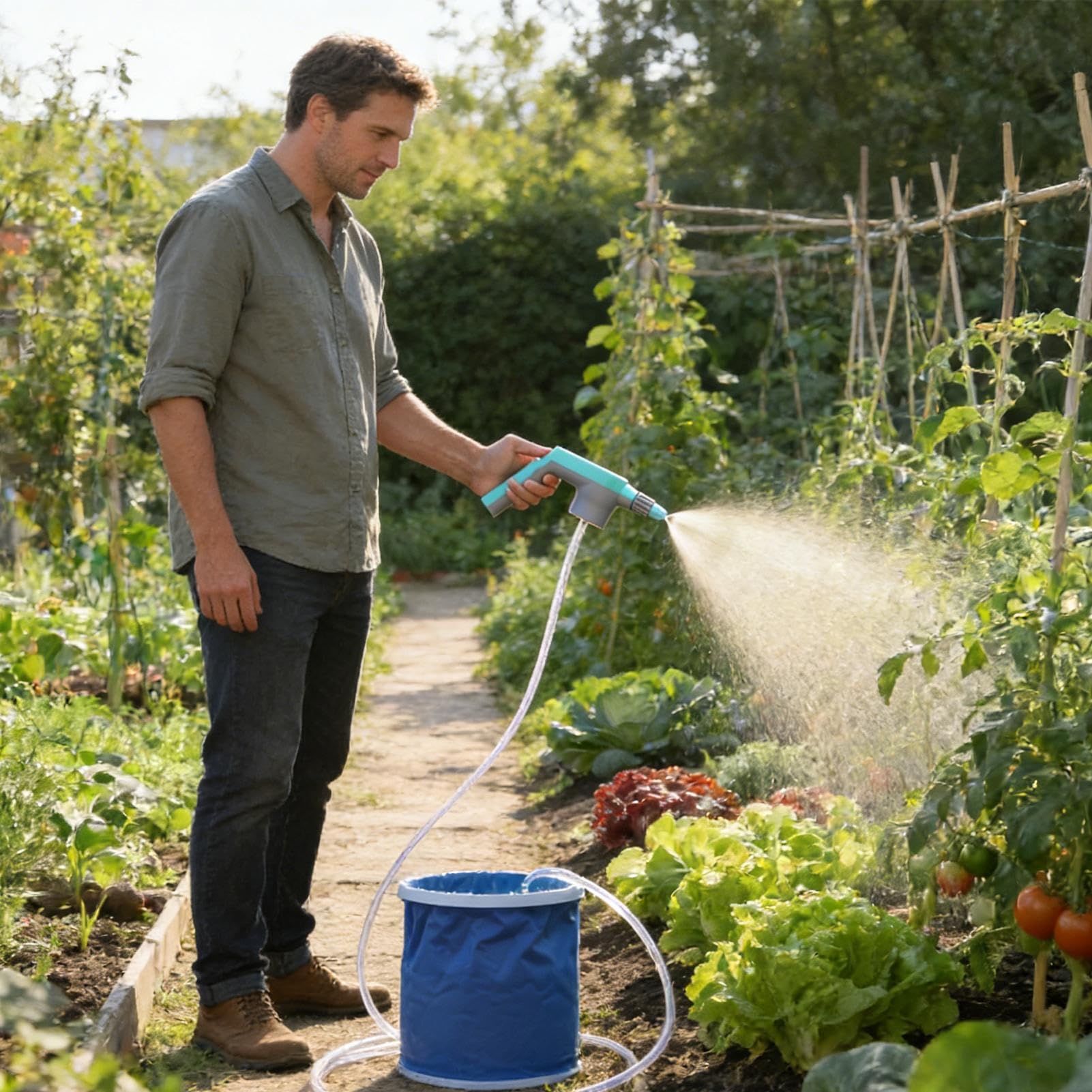 Nebulizzatore portatile in ABS, 16,5 x 13 x 6,5 cm, ricaricabile, 2000 mA, con ugello regolabile e di tubo lungo, flacone spray multiuso per giardinaggio, pulizia automobilistica
