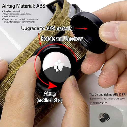 Miniatura 4 de AirTag - Collar para perro, collar táctico militar de 2 pulgadas de ancho con soporte AirTag y 3 parches para mascotas, collar de nailon impermeable