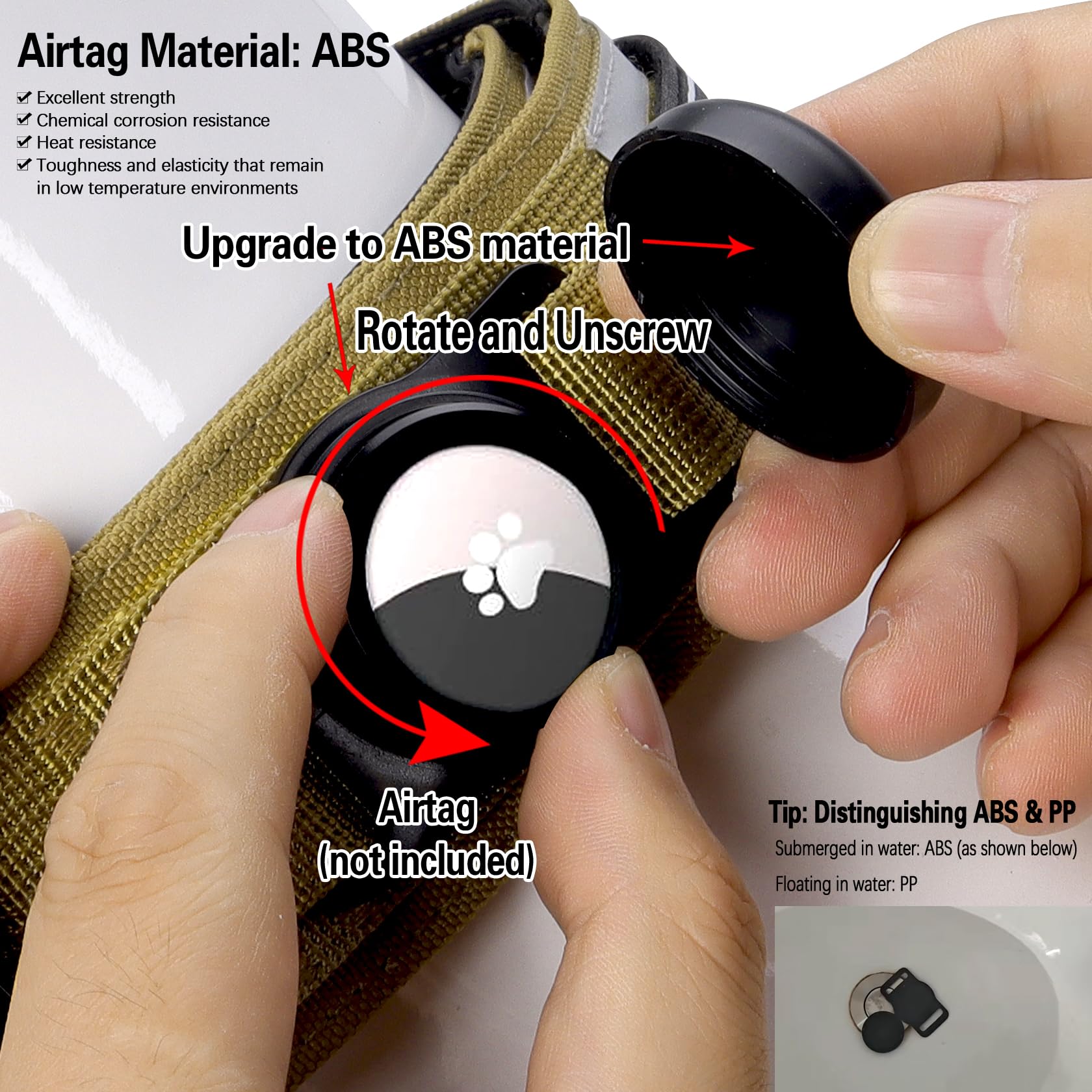 AirTag, Collare tattico militare per cani, largo 5,1 cm, con supporto AirTag e 3 toppe per animali domestici, morbido collare imbottito in nylon impermeabile con fibbia in metallo, per cani