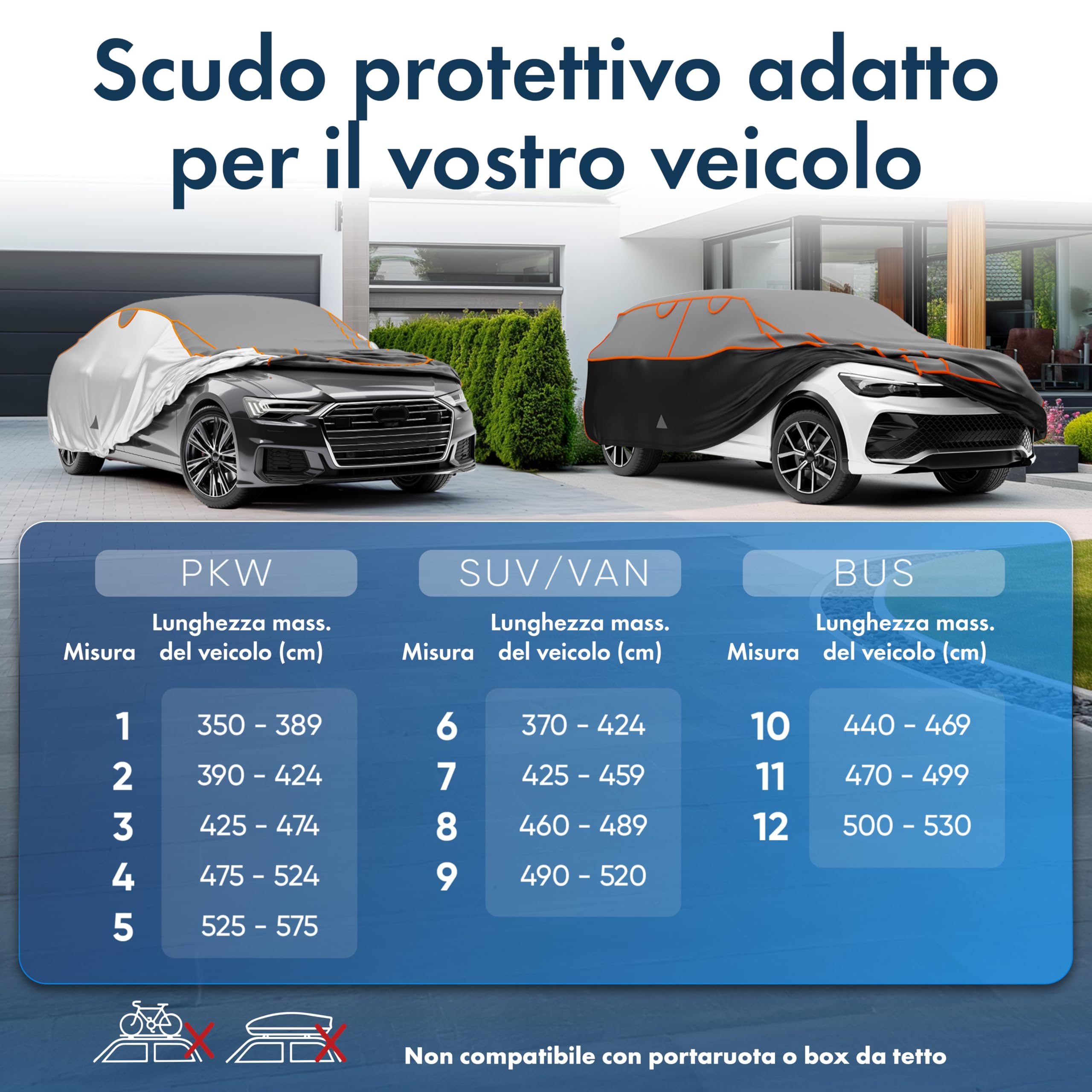 WALSER telo antigrandine per auto, Perma Protect, prodotto Molto Buono* copertura per auto antigrandine, certificato dal TÜV Austria* telo protettivo idrorepellente, Copriauto Misura 3