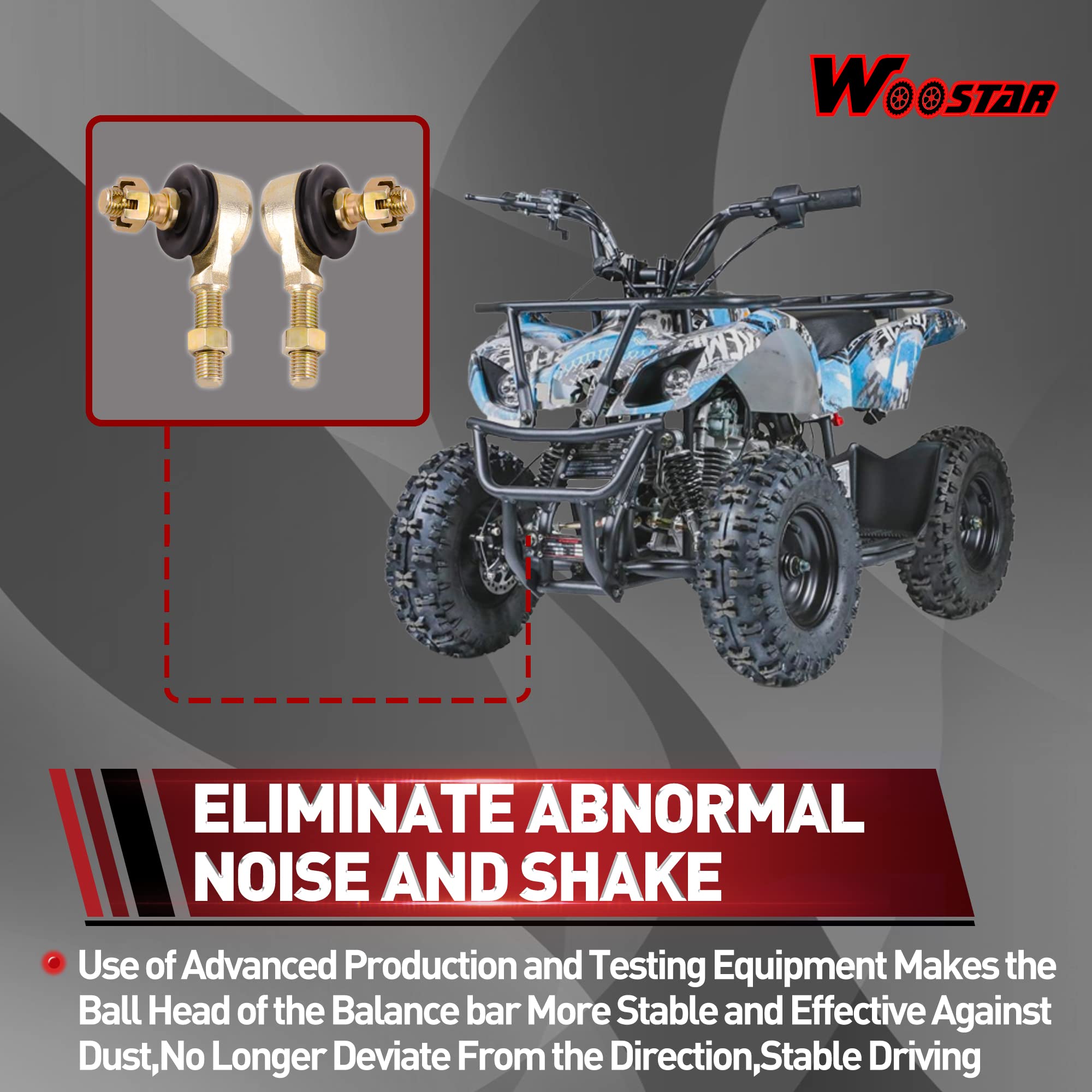WOOSTAR 240mm Spurstangenkopf Ersatz für 50ccm 70ccm 90ccm 110ccm 125ccm 150ccm 200ccm 250ccm ATV 4 Wheeler Quad