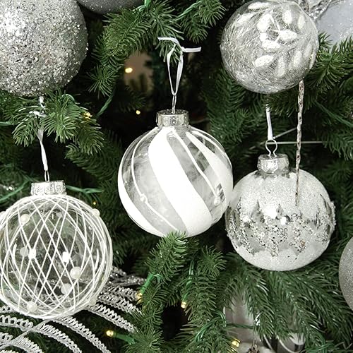 Miniatura 5 de XmasExp - Juego de adornos de bola de Navidad, 2.76pulgadas, grandes, inastillables, transparentes, con brillantina, decoración de árbol de Navidad,