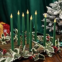 Vista 7 de CHENGU 12 velas LED cónicas sin llama, sin llama, velas de cena sin goteo para el día de Acción de Gracias, bodas, iglesia, Hanukkah, Navidad, Verde