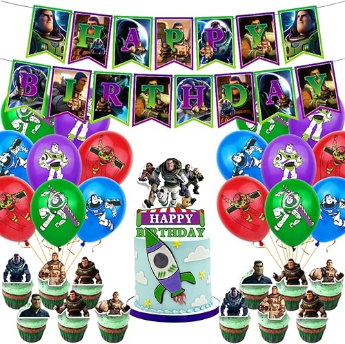 Buzz Lightyear - Suministros de decoración para fiestas decoraciones de fiesta Buzz Lightyear incluido pancarta para pasteles decoración para