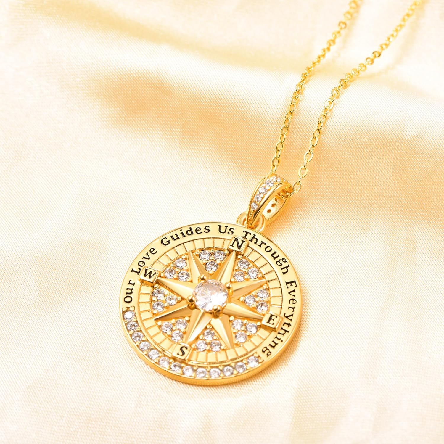 AENEAS Compass Necklace for Women sterling silver Compass Pendent Necklace Romantic Christmas Xmas Compass Jewelry Gifts for Her Mom Wife