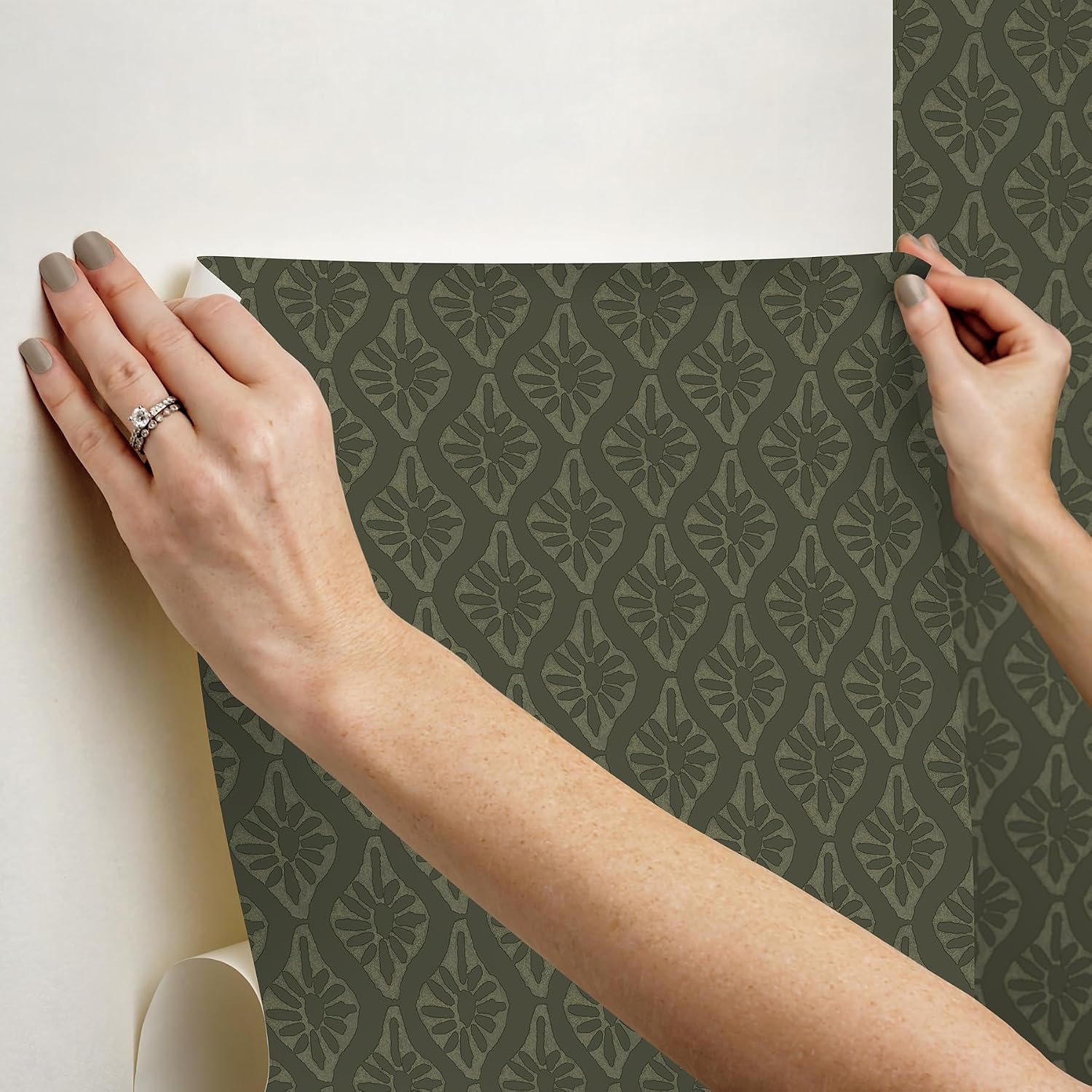 Chris Loves Julia x NuWallpaper Nova Evergreen Peel and Stick Wallpaper, Evergreen Botanical Removable Contact Paper for Walls, Self Adhesive Wall Covering for Bedroom Living Room Accent Wall