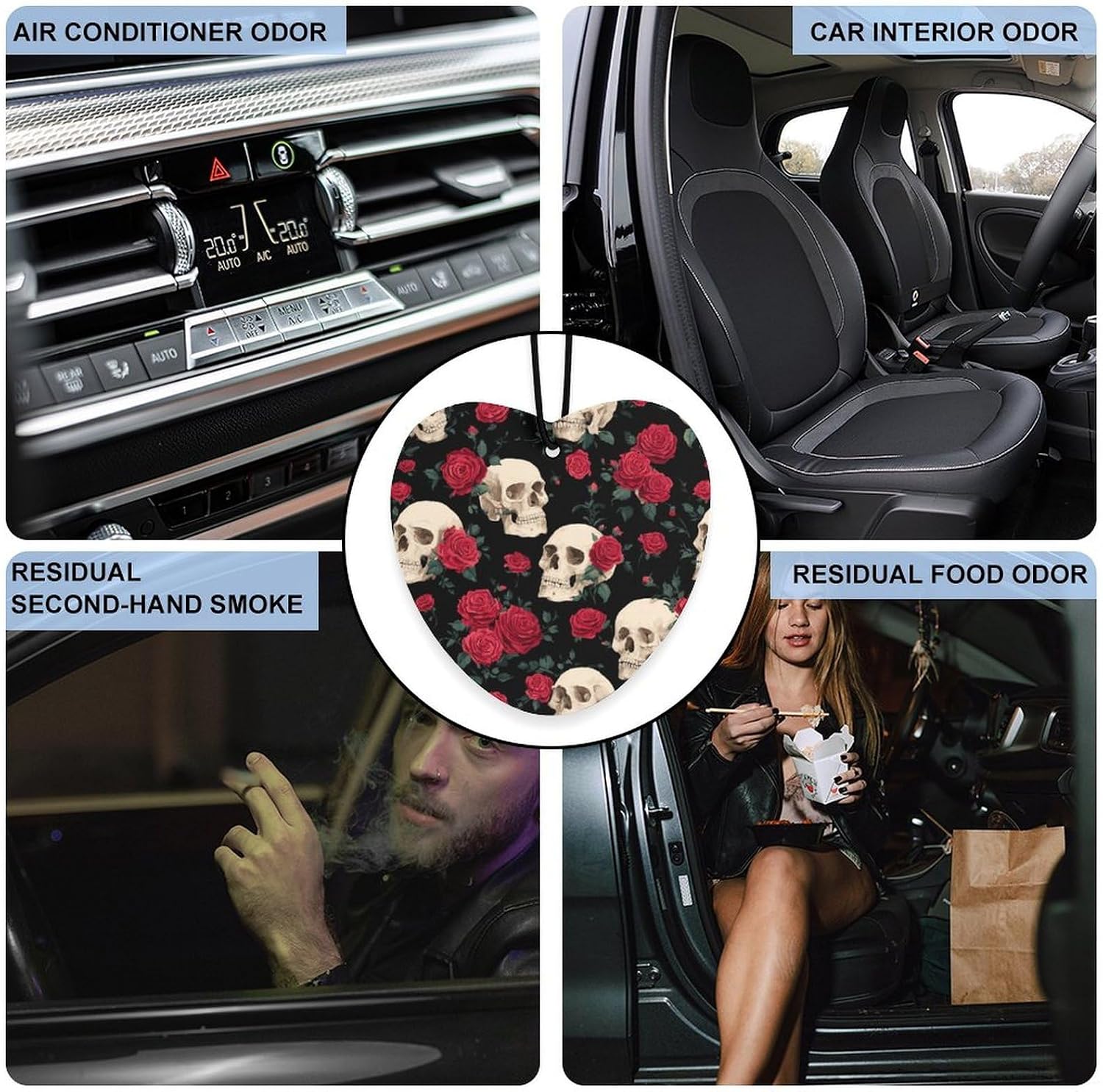 Skull And Rose Car Air Freshener Cute Hanging Aromatherapy Tablets for Car Home Love form