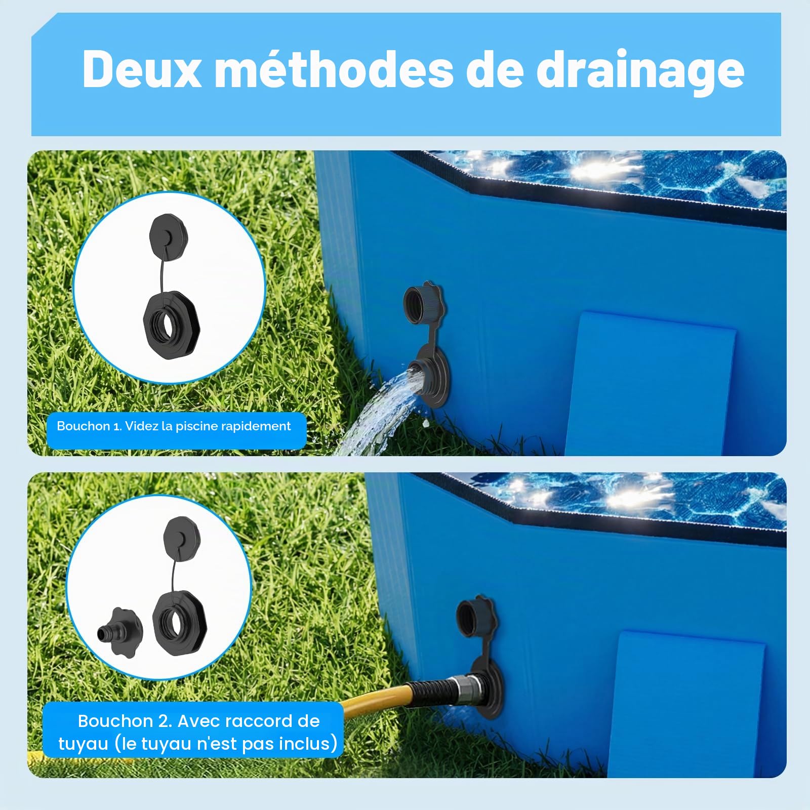 Piscine pour Chien 180 cm Pliable, Grande Piscine Chien avec Structure Octogonale Stable, Piscine Antidérapante en PVC avec Parois Renforcées pour Jardin et Extérieur