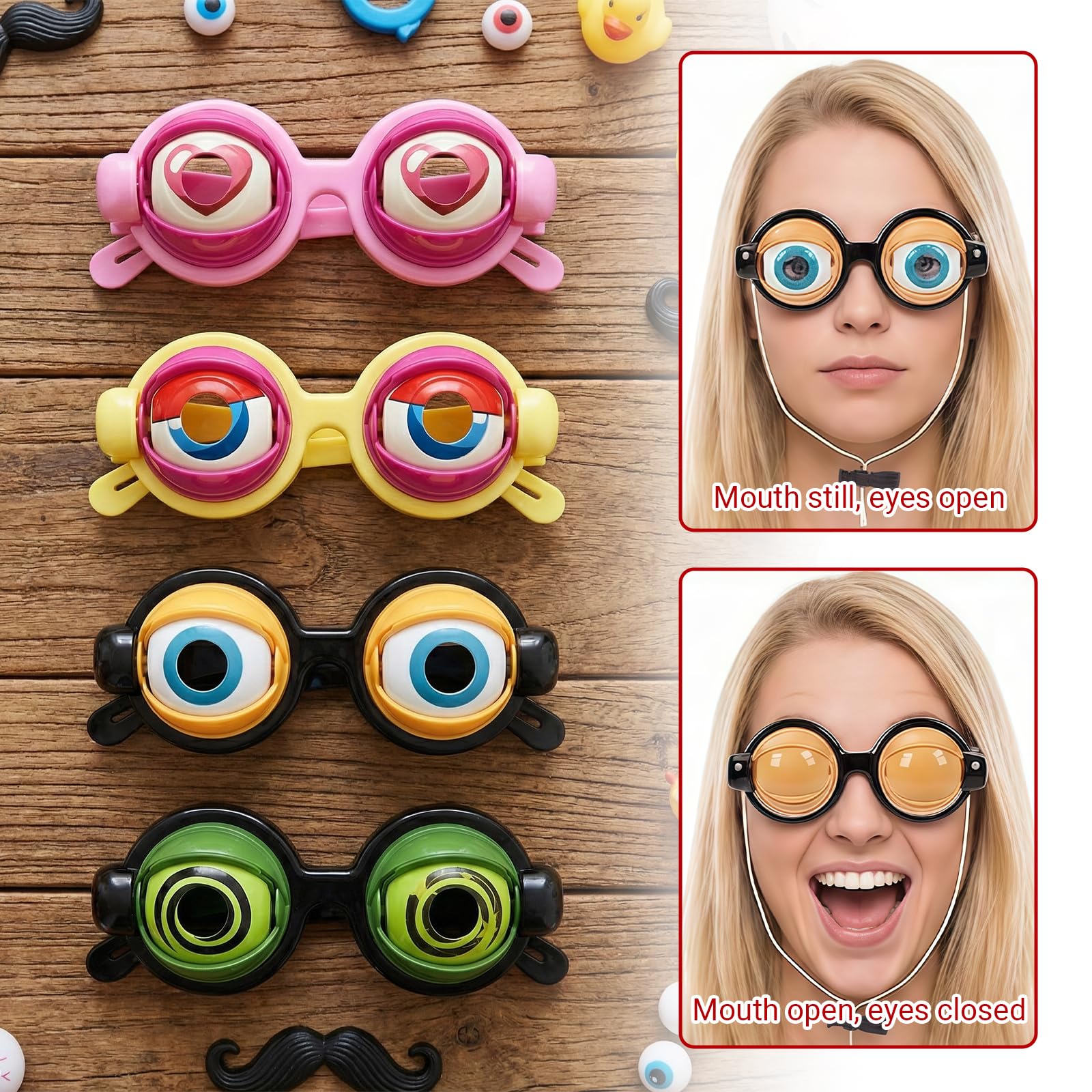 Novelty Funny Glasses with Manual Blink Action, Eyewear Gag Toy Costume Accessories, Winking Eye Glasses - Image 2