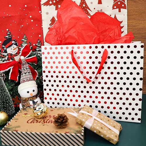 Miniatura 5 de Moretoes Paquete de 5 bolsas de regalo grandes con papel de seda de 16 pulgadas, bolsas de regalo de papel de aluminio para el día de San Valentín,