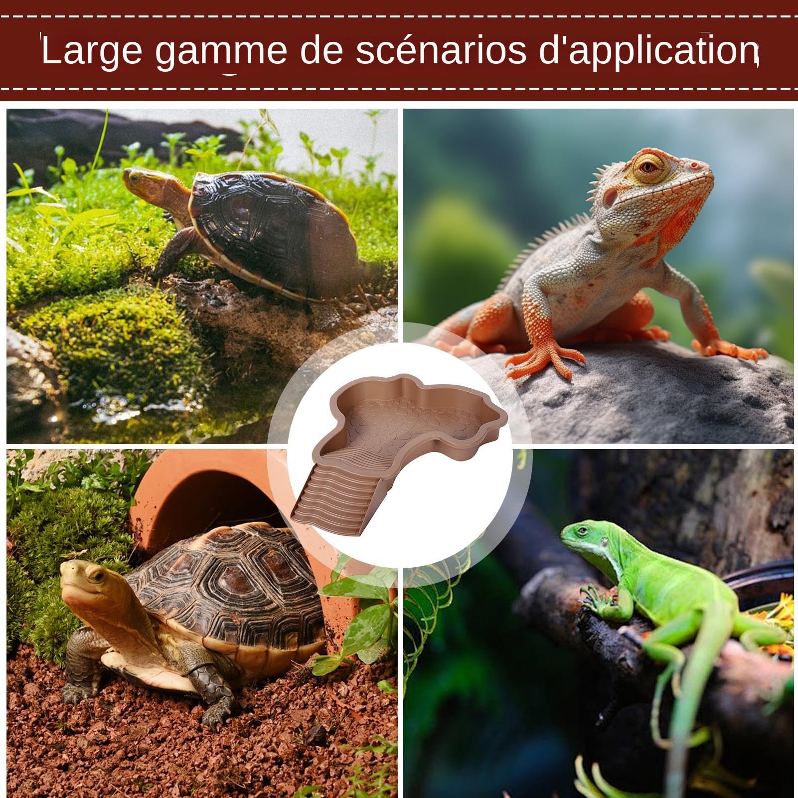35x28,5x4,3 Cm Piscine Pour Tortue Mangeoire Tortues Terrestre Baignoire Tortue Baignoire Pour Reptiles Bassin De Bain Pour Reptiles Bol À Eau Reptile Pour Tortue, Léopard, Dragon Barbu, Hamster