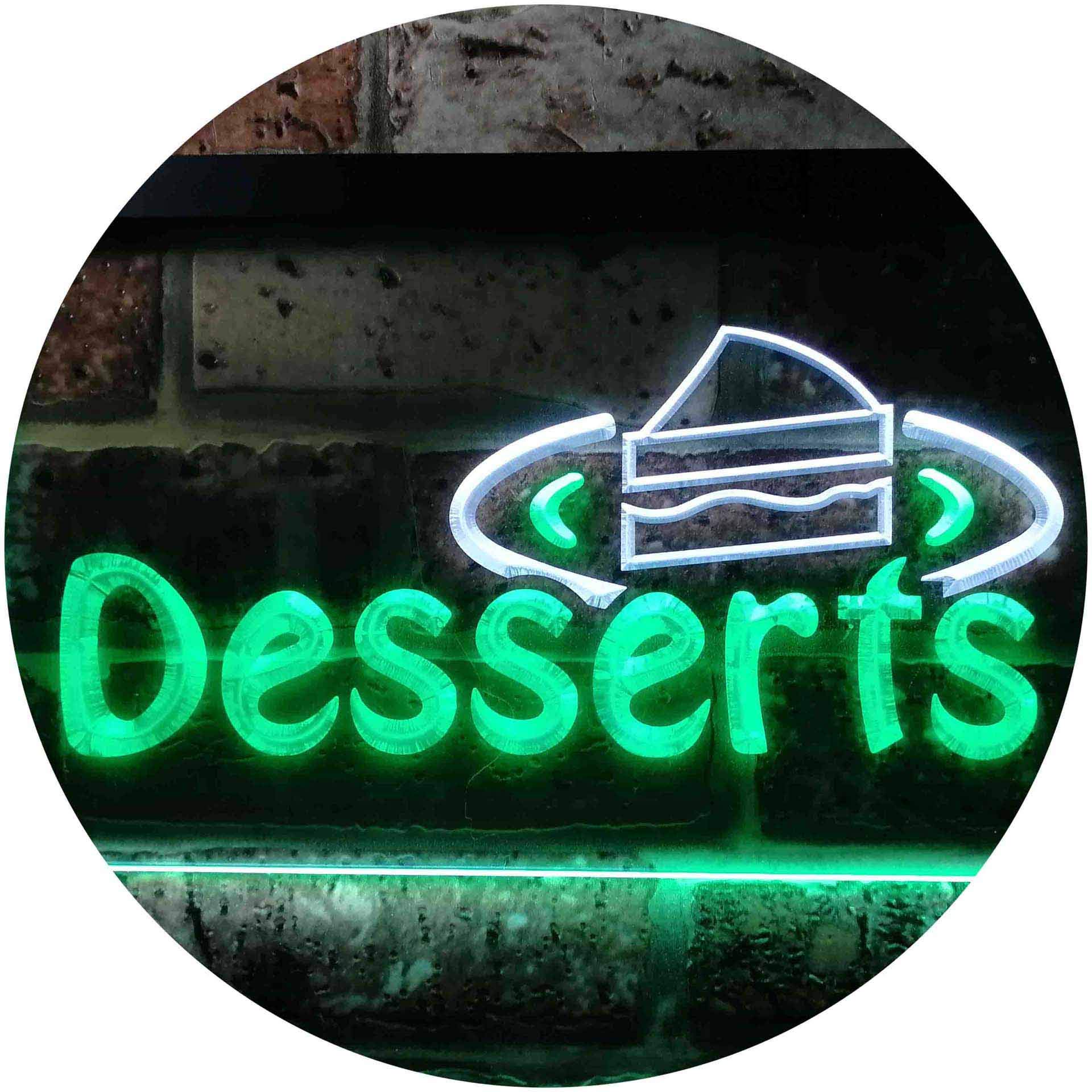 ADVPRO Desserts Shop Dual Color LED Neon Sign White & Green 400 x 300mm st6s43-i0144-wg