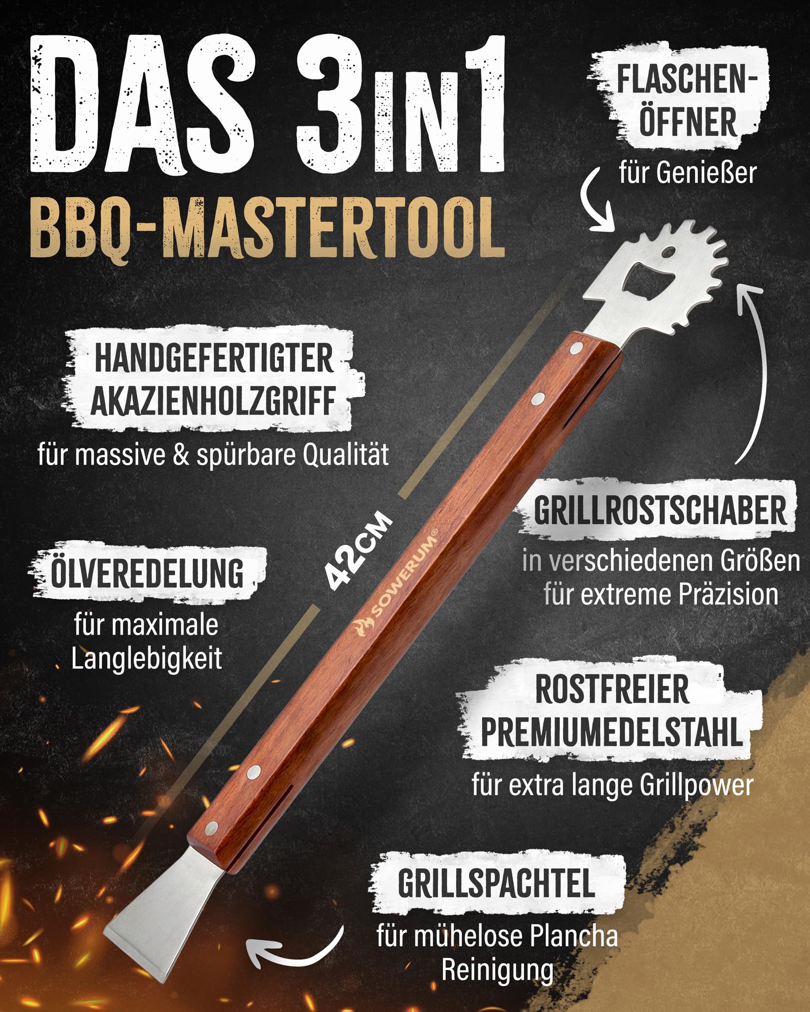 5 in 1 Grillbürste Edelstahl mit Schaber [TESTSIEGER] kompatibel mit Weber Grill Zubehör für gasgrill gusseisen - BBQ Set Grillreiniger bürste für Gussrost - Grillen Geschenke für männer grillzubehör