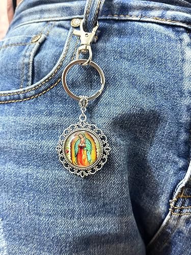 Miniatura 4 de Nuestra Señora de Guadalupe Llavero, Religioso Glass Dome Llavero, Joyería Católica, Joyería Cristiana Llavero-HZ0363, plateado