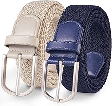 TANGCHAO 2 Pièces Unisexe Tissu élastique Ceinture Élastique Tressée Stretch Belt Ceinture Étirable Pour les Hommes et les Femmes Plusieurs Couleurs