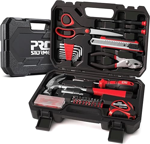 Miniatura 1 de Prostormer Kit de herramientas de 93 piezas, juego de herramientas básicas de reparación para el hogar con caja de almacenamiento, kit de caja de