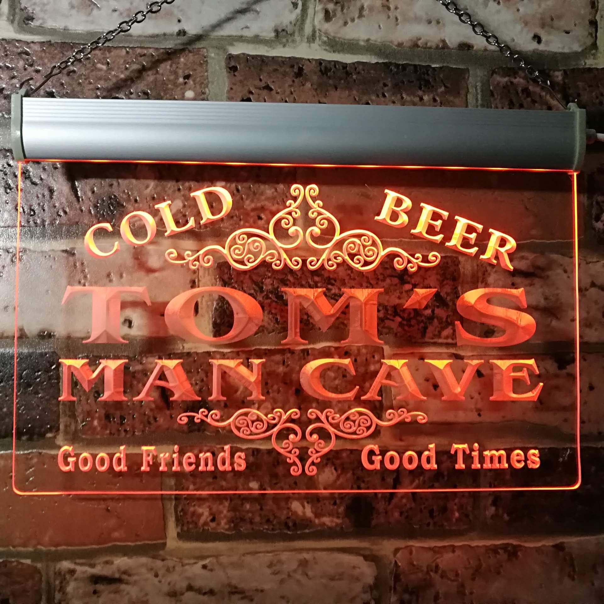 ADVPRO Tom's Man Cave Beer Ale Bar Custom Personalized Name Neon Sign Orange 24x16 inches st4s64-x0154-tm-o