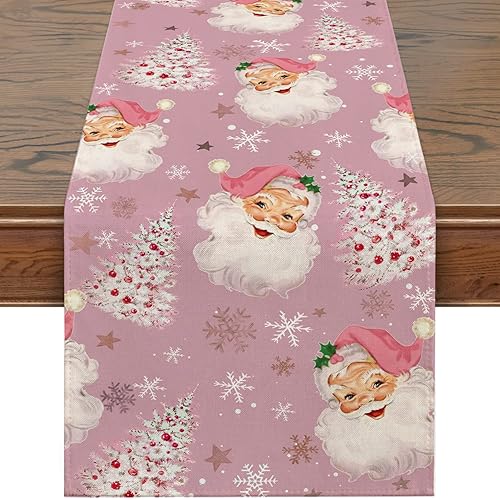Siilues Christmas Table Runner, Snowflake Decorations White Gold Christmas Runner for Table Seasonal Chriatmas Winter Holiday Decor for Indoor Outdoor Dining Table Decorations SOTR27 (13'' x 72'')