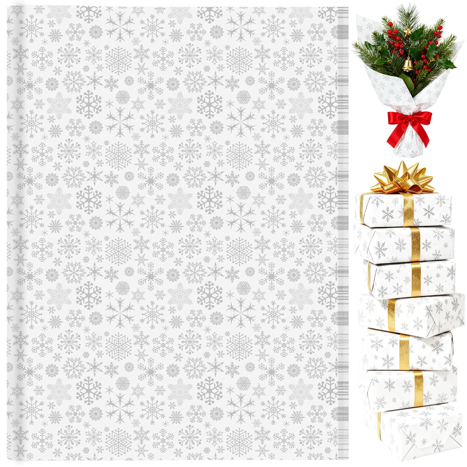 10 fogli di carta velina da imballaggio fiocco di neve Natale fai da te fiori artigianali confezione regalo festa di nozze decorazioni per la casa fornure 50 cm * 75/35 cm  15