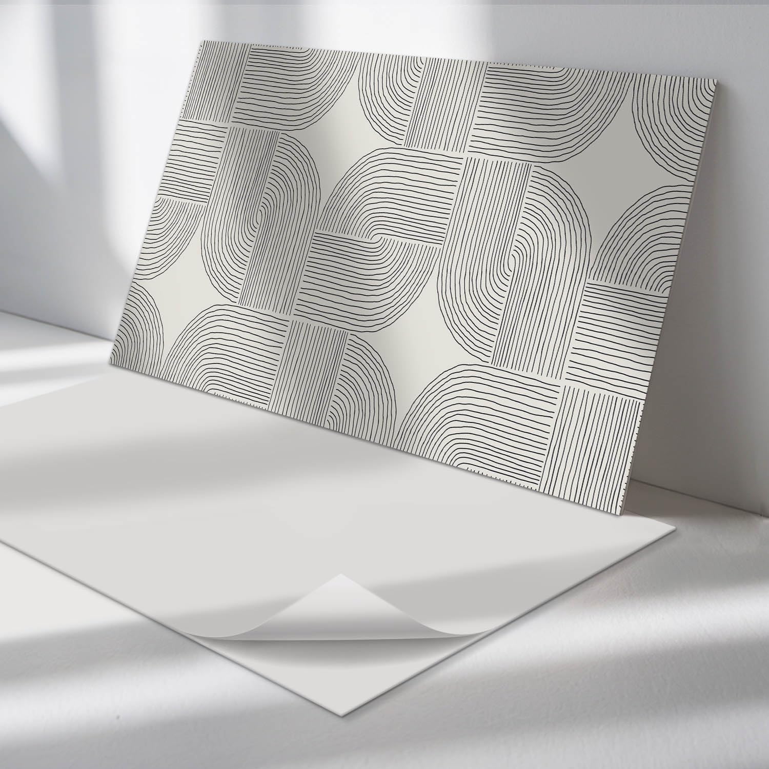 Pannelli in Vinile PVC 100x50 cm Impermeabile Fondo Protettivo Cucina Design Aspetto Moderno Autoadesivo Paraspruzzi Facile da Pulire Durevole - Linee geometriche nel layout