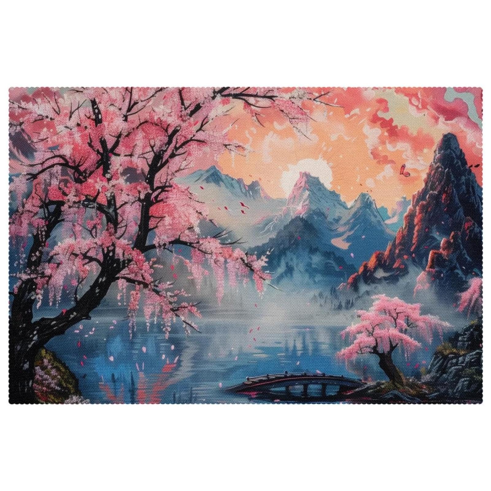 Sets de table Cherry Bridge Lake Mountain x6 antidérapants pour salle à manger