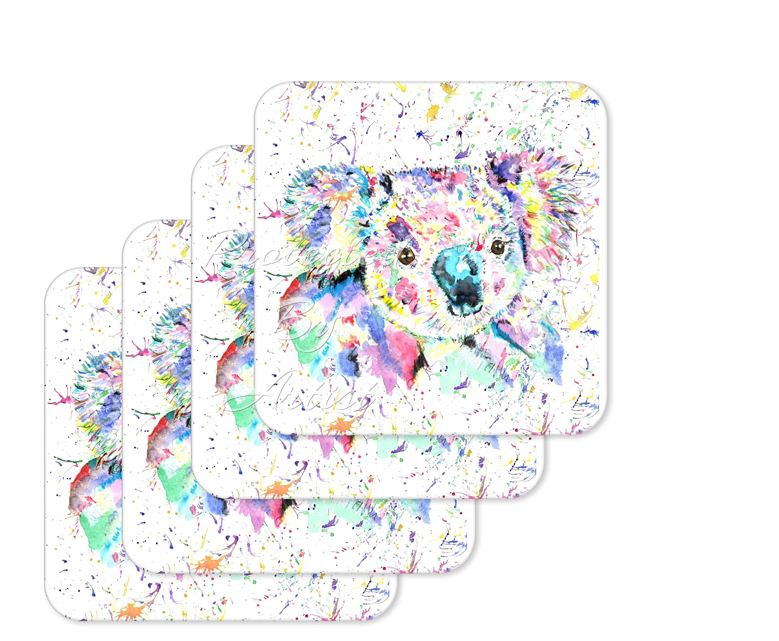 Coaster Koala Wildlife Animals Coasters Watercolour Art Gift Work Office Dining Tea coffee (4)