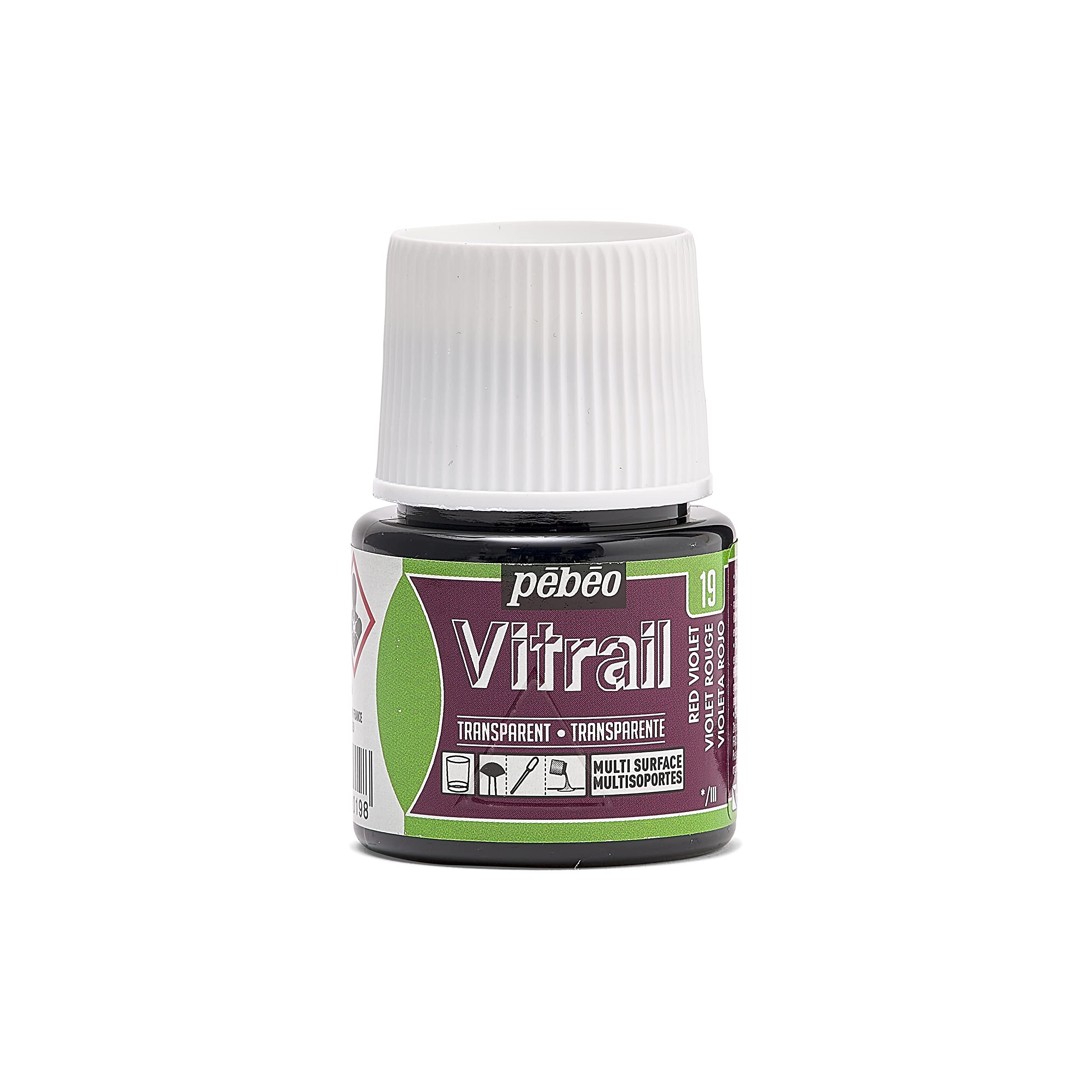 Pebeo Vitrail 050-019 - Vernice Effetto Vetro Colorato, Flacone Da 45 Ml, Colore: Rosso Viola, Rosso Viola-image