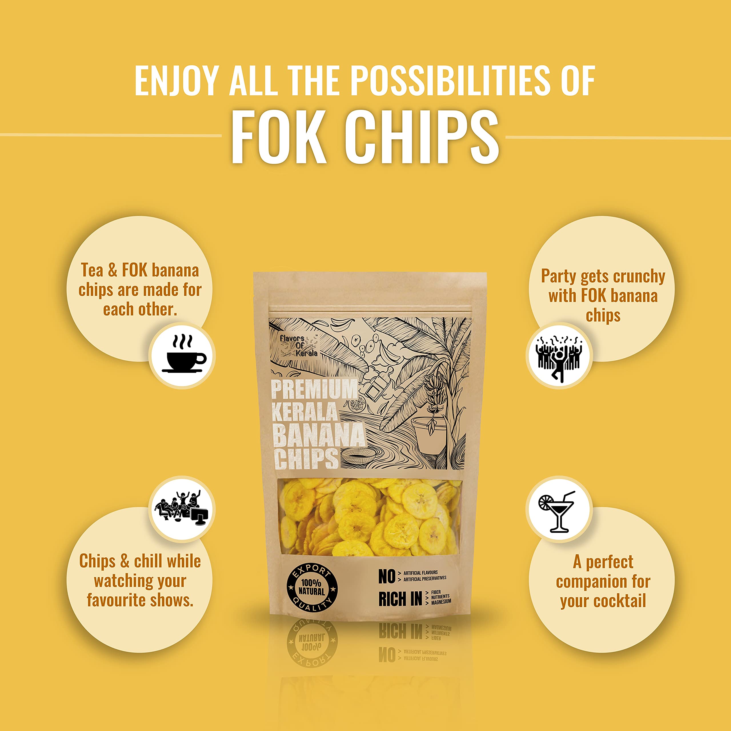 FLAVORS OF KERALA (FOK) - Onam Special Combo | Kerala Banana Chips In Coconut Oil (500 GM) & Jaggery Coated Banana Chips (Sharkara Upperi) (500 GM) | - Image 7 thumbnail