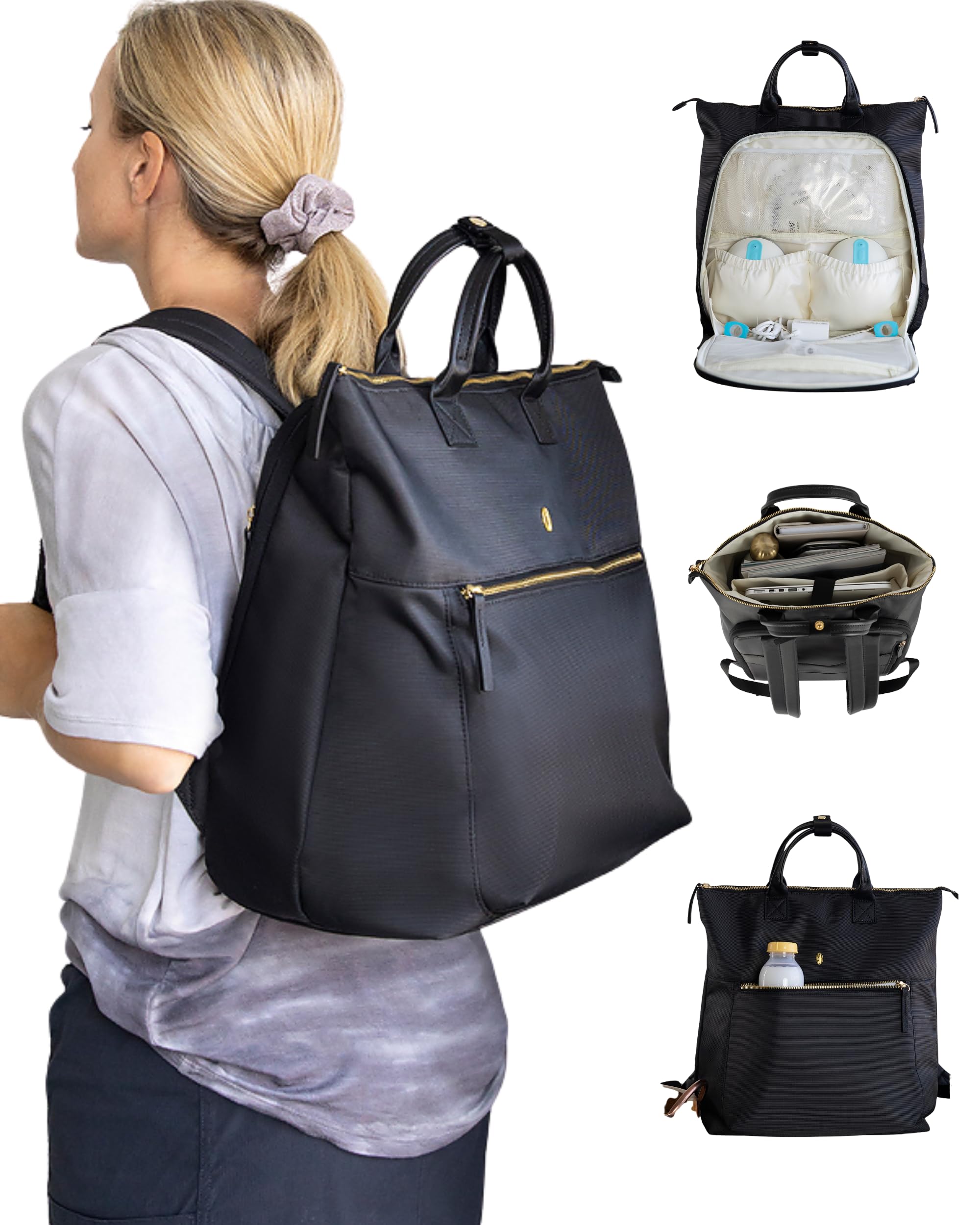 IDAHO JONES Wearable Breast Pump Bag with Cooler, Pumping Backpack - Fits Momcozy, Elvie, Willow, Momcozy, Medela - For Work and Travel