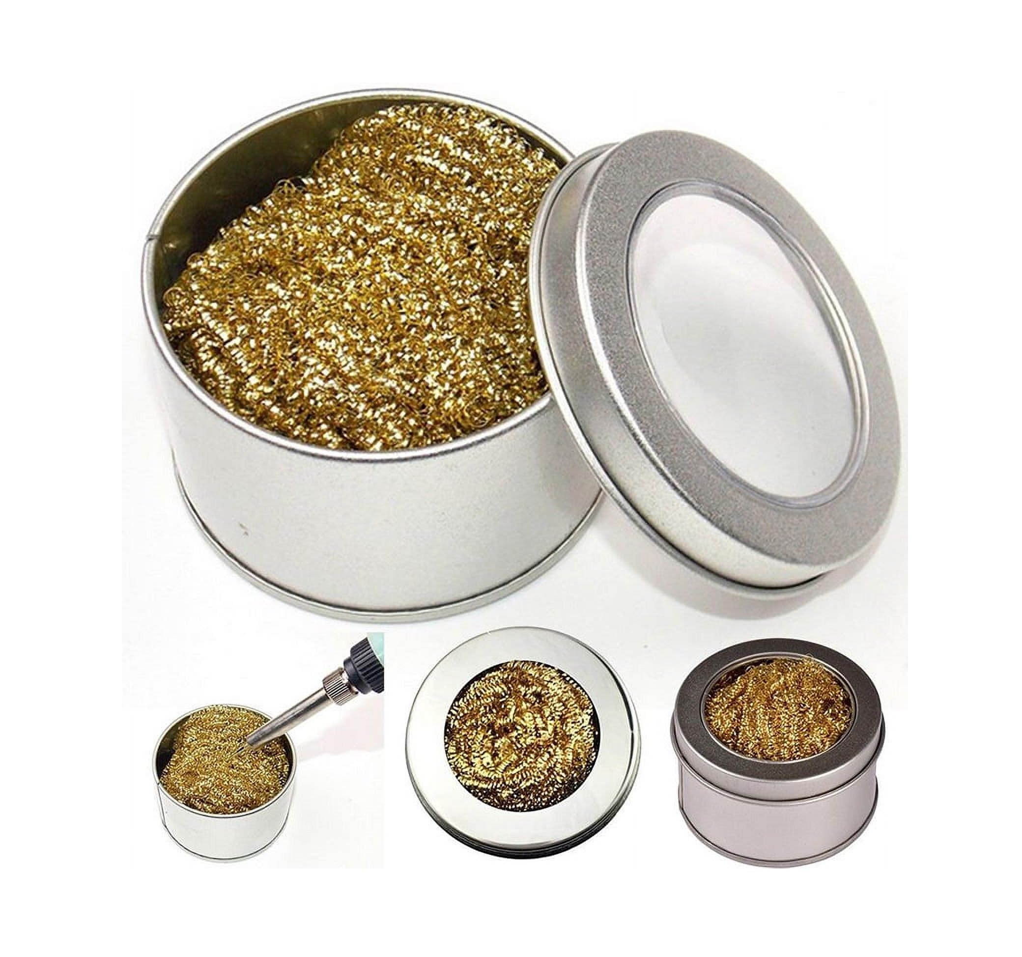 Soldering Iron Tip Cleaner with Brass Wire, Metal Storage Tin, Cleaning Stand