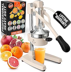 Zulay Kitchen Cast Iron Juicer - Manual Citrus Press and Lemon Squeezer - Premium Quality Heavy Duty Manual Juicer for Orange Juice and Lime Squeezer, Cream