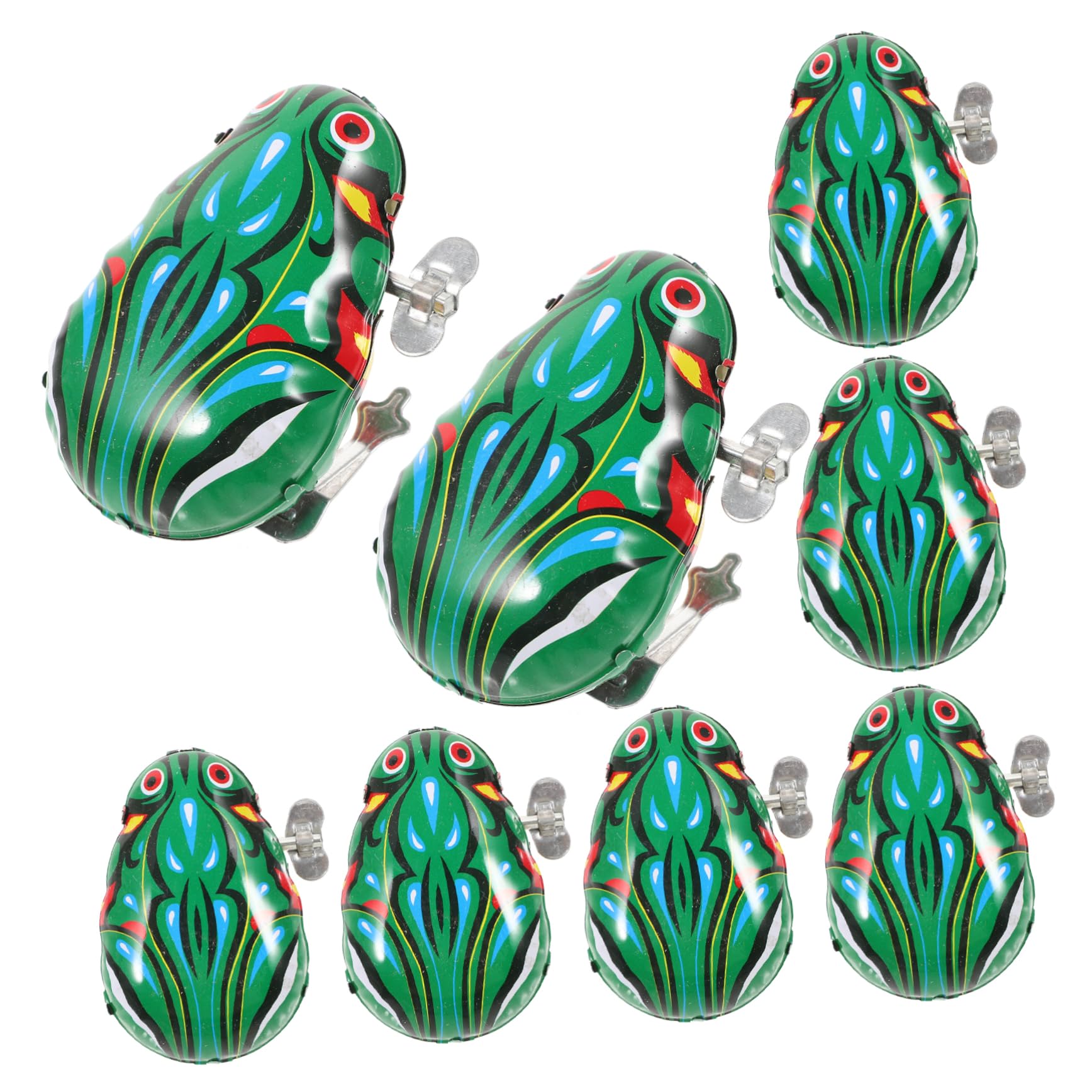 VANZACK 8Pcs Wind Up Frog for Retro Clockwork Jumping Frogs Creative Educational Cartoon Playthings for Green